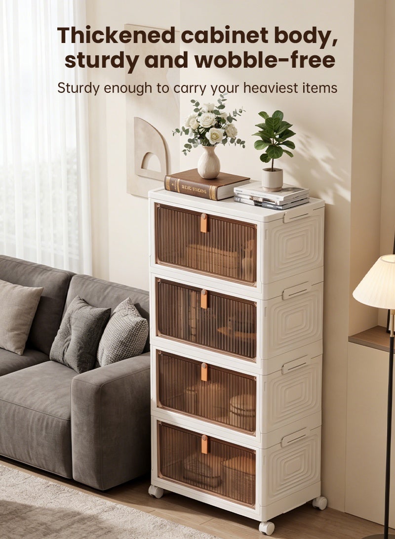 Dresser with 4 Drawers, Storage Tower, Stackable Storage Containers with Wheels – Collapsible Storage Boxes for Home, Office, & Bedroom, Multi-Purpose, Easy to Install, Durable, and Space-Saving Organizer - Image 2